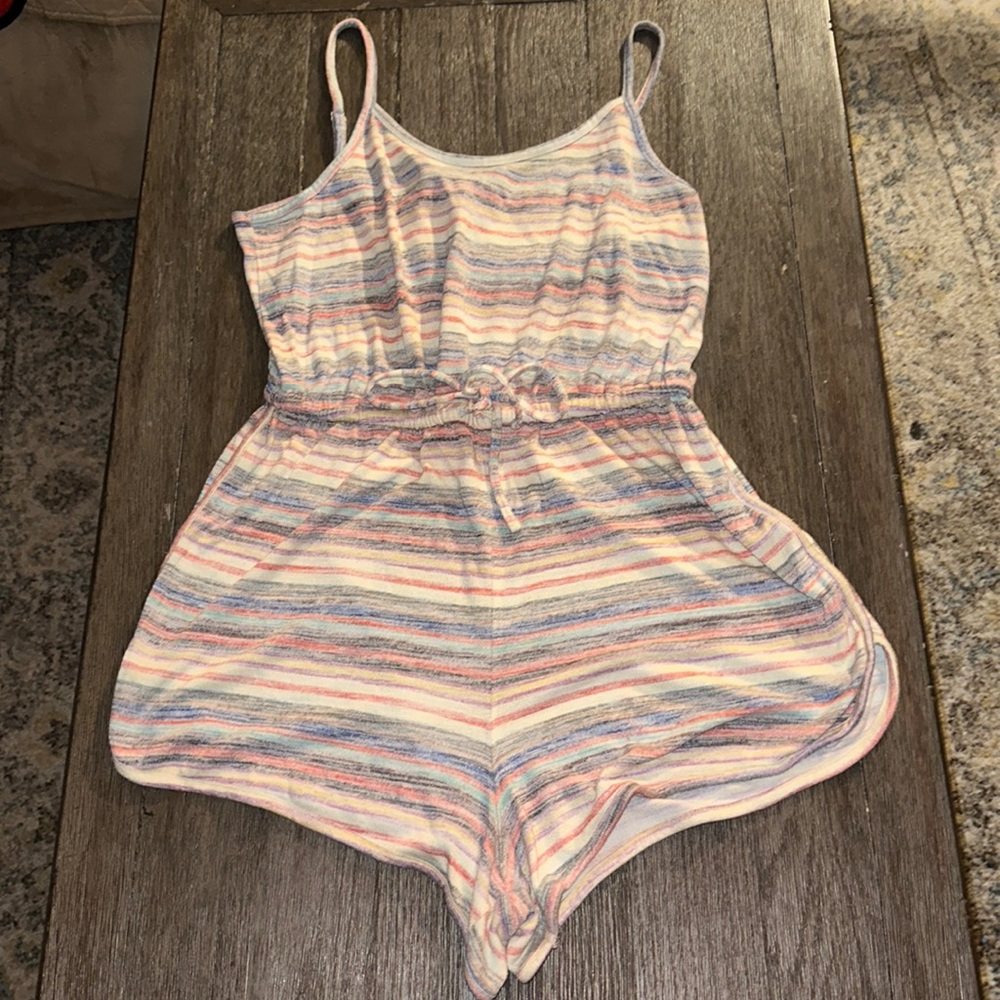 Mossimo Supply Co. Pastel Striped Spaghetti-Strap Romper in Cream, Pink, Blue